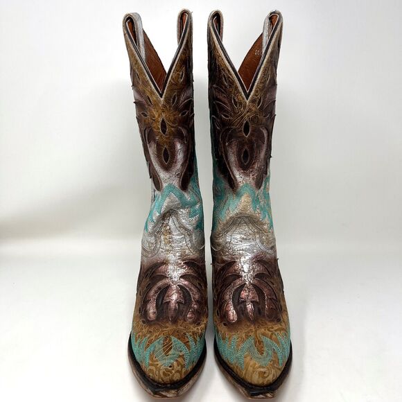 Dan Post All Eyes On Me Turquoise Cowgirl Boots Pointed Toe Women’s Size 6.5 - Picture 4 of 12